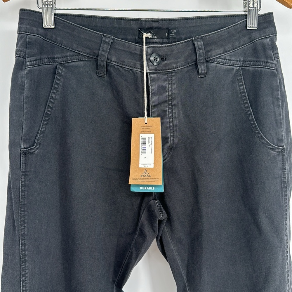 NWT PrAna Janessa 2 Way Stretch Button Fly Cropped Woven Pant In Charcoal Size 8 - Picture 3 of 8